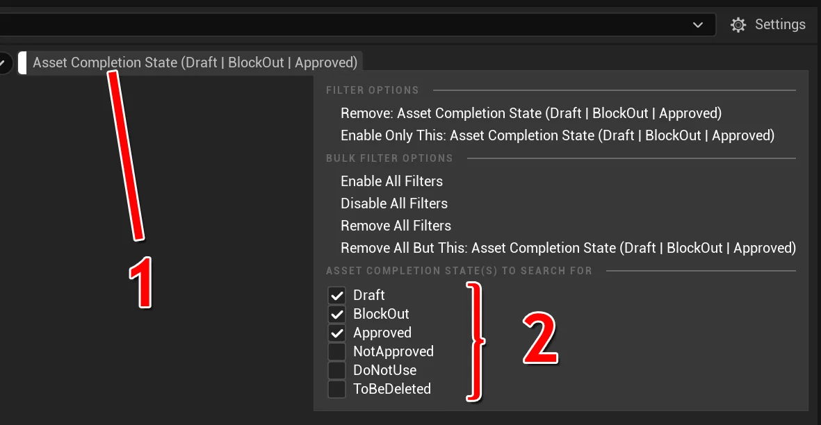 Configure asset filter - steps