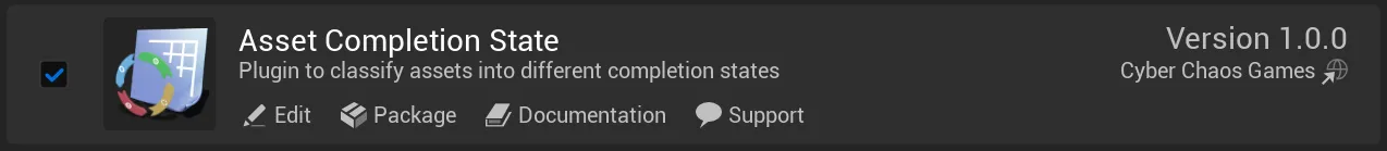 Asset completion state plugin list entry