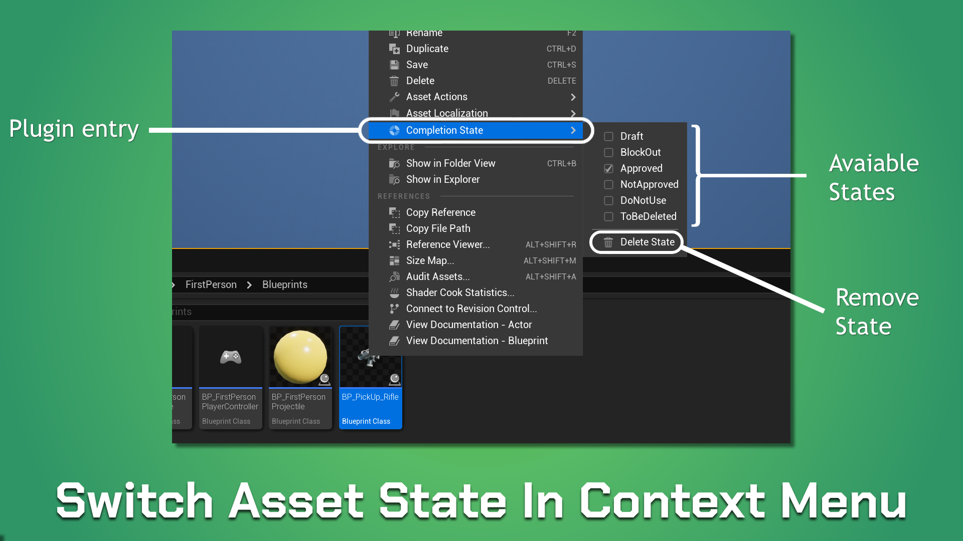 Set Asset state by context menu